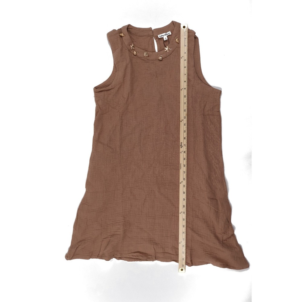 Kathy Ireland Shift Dress Coastal Charm Brown Gauze Small NWT - Picture 5 of 7